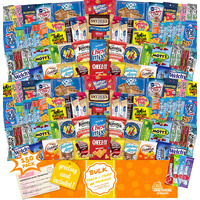 Snack Box Care Package (150) Variety Snacks Gift Box Bulk Snacks -Valentines Day College Students, Military, Work Or Home - Over 9 Pounds Of Snacks! Snack Box Fathers Gift Basket Gifts For Men