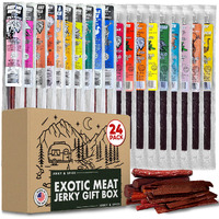 Buffalo Bob's Wild Game Meat Snacks (24 Pack), Ultimate Exotic Jerky Gift Box For Men, Beef Jerky Variety Pack Gift, Multiple Wild Game Jerky Sticks, Beef Jerky Gift Basket For Anniversary & Birthday