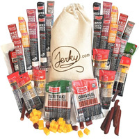 Jerky Gift Basket For Men - 52Pc Jerky Variety Pack Of Beef, Pork, Turkey, & Ham Snack Sticks - High Protein Healthy Snack - Unique Gift For Men