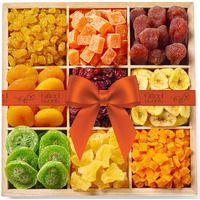 Dried Fruit Gift Basket - Extra Large - 9 Varieties Of Sweets In Reusable Wooden Crate - Premium Fruit Gift Basket - All Natural Gourmet Dried Fruit Gifts - Healthy Gift Box, Holidays, Birthday, Care Package, Corporate Gifting, Get Well