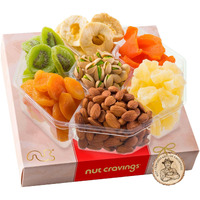 Nut Cravings Gourmet Collection - Rosh Hashana & Shana Tova Dried Fruit & Mixed Nuts Gift Basket In Red Box (7 Assortments, 2 Lb) Arrangement Platter Birthday Care Package, Healthy Kosher