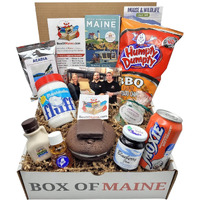 Maine Gifts - Box Of 10 Maine Made Items - Whoopie Pie, Fluff, Moxie Soda, Maple Syrup, Blueberry Honey Bear, Humpty Dumpty Bbq Chips, Needham Chocolate, Carrabassett Acadia Coffee, Wild Blueberry Jam And Woods Candle - Great Gift Set Or Gift Basket For Christmas, Holidays And Birthdays