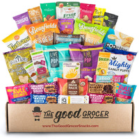 Deluxe Vegan Snacks Care Package: Delicious Vegan Jerky, Protein Bars, Cookies, Chips, Puffs, Fruit & Nuts, Healthy Gift Basket Alternative, Snack Variety Pack, College Student Care Package