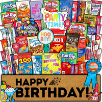 Birthday Care Package (50 Count) Snacks Food Cookies Bar Chips Party Variety Gift Box Pack Assortment Basket Bundle Mix Treat College Students Kids Teens