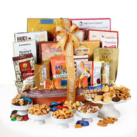 Broadway Basketeers Happy Birthday Grand Gift Basket Chocolates, Sweet, Savory, Crunchy, Packed With Birthday Fun For Mom, Dad, Family, Friends, And Business Associates, Kosher