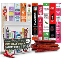 Spicy Meat Sticks Variety Pack (10 Count), Spicy Beef Jerky Gifts For Men, Hot Beef Jerky Gift Basket, Chili Stick High Protein Snacks, Beef Spicy Sticks, Assorted Spicy Beef Sticks, Chili Stick