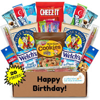 Hangry Kit Birthday Snack Box - (20 Ct) Happy Birthday Gift Basket Care Package - Contains Birthday Snacks, Cookies, Chips, Candy. Party Variety Gift Box. (Funny 1)