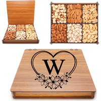 Monogrammed Gift Basket, Mixed Nuts Gift In Reusable Wooden Tray, Business Present, Gourmet Assortment Tray, Birthday Gift For Mom, Corporate Tray, Sympathy, Mom, Dad, Variety Snacks Box, Husband,