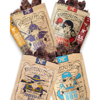 Righteous Beef Jerky Variety Pack Gift Basket - Great Gifts For Men | Gluten Free, High Protein Healthy Snack | Beef, Pork, & Turkey Jerky Variety Snack Pack | Fan Favorites 6 Pack