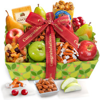 A Gift Inside Congratulations Orchard Delight Fruit And Gourmet Basket