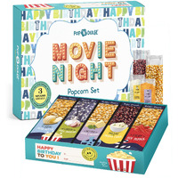 Birthday Gift Basket Movie Night Popcorn Birthday Box Food Gifts Birthday Care Package, 10 Piece Set, 5 Gourmet Popcorn Kernels And 5 Popcorn Seasoning Flavoring, Non-Gmo Popcorn Gifts