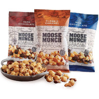 Moose Munch Premium Popcorn Trio By Harry & David, Classic Caramel, Milk And Dark Chocolate (3-Pack), Popcorn Gift Basket, Variety Pack, Movie Night Snacks