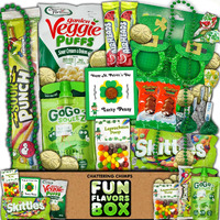 St Patricks Day Variety Pack Gift Basket Care Package, Candy, Chips Lucky Irish Themed Gift Box