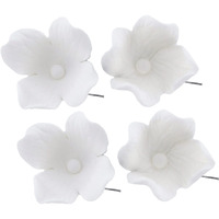 Global Sugar Art Hydrangea Blossom Sugar Cake Flowers, White With Wire, 36 Count By Chef Alan Tetreault