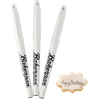 Bakerpan Food Coloring Markers, Fine Tip Edible Markers For Cookie Decorating, Edible Black Ink Pen - Set Of 3 (Made In Usa)