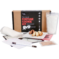 Global Grub Diy Fortune Cookie Kit - Personalized Fortune Cookies Kit Includes Pastry Flour, Sugar, Cocoa Powder, Baking Mat, Paper Fortunes, Edible Ink Pen, Step-By-Step Instructions. Makes 48.