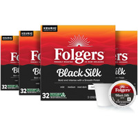 Folgers Black Silk Dark Roast Coffee, 128 Keurig K-Cup Pods