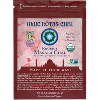 Blue Lotus Chai - Rooibos Masala Chai - Makes 17 Cups - 0.5 Oz Pouch Masala Spiced Chai Powder With Organic Spices - Instant Indian Tea No Steeping - No Gluten