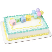 Decopac B-A-B-Y Blocks Decoset Cake Decoration Blue, Pink, Yellow, Approximately 5"" High