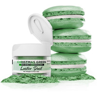 Luster Dust - Christmas Green (4G 1X Pump) | Edible Vegan Dust & Paint For Cake Decorating, Ice Cream, Desserts, Cocktails And Beverages By Bakell