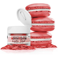 Luster Dust - Christmas Red (4G 1X Jar) | Edible Vegan Dust & Paint For Cake Decorating, Ice Cream, Desserts, Cocktails And Beverages By Bakell