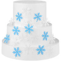 Georld 50Pcs Edible Cupcake & Cake Toppers Snowflakes Christmas Winter Party Decoration 2 Colors(White And Blue)