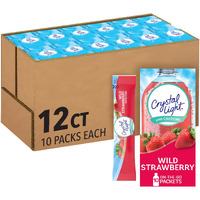 Crystal Light Wild Strawberry Artificially Flavored Powdered Drink Mix With Caffeine, 120 Ct Pack, 12 Boxes Of 10 On-The-Go-Packets