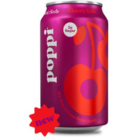 Poppi Sparkling Prebiotic Soda, Beverages W/Apple Cider Vinegar, Seltzer Water & Fruit Juice, New Cherry Cola, 12 Oz (12 Pack)