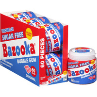 Bazooka Sugar Free Bubble Gum - 60 Count To Go Cup (Pack Of 6) Pink Chewing Gum In Original Sugarless Flavor - Fun Old Fashioned Candy For Halloween Parties And Trick Or Treaters