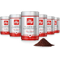 Illy Ground Coffee Espresso - 100% Arabica Coffee Ground - Classico Medium Roast - Notes Of Caramel, Orange Blossom & Jasmine - Rich Aromatic Profile - No Preservatives - 8.8 Ounce, 6 Pack