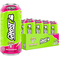 Ghost Energy Drink - 12-Pack, Warheads Sour Watermelon, 16Oz - Energy & Focus & No Artificial Colors - 200Mg Of Natural Caffeine, L-Carnitine & Taurine - Gluten-Free & Vegan