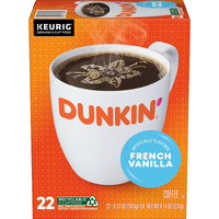 Dunkin' French Vanilla Flavored Coffee, 88 Keurig K-Cup Pods 22 Count(Pack Of 4)
