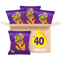 Takis Fuego 40 Pc / 1 Oz Multipack, Hot Chili Pepper & Lime Flavored Extreme Spicy Rolled Tortilla Chips