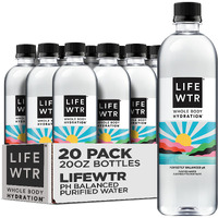 Lifewtr Premium Purified Water, Ph Balanced With Electrolytes, 100% Recycled Plastic Bottles, 20 Fl Oz (Pack Of 20), Packaging May Vary