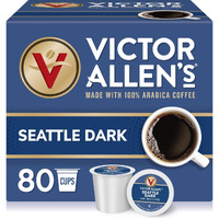 Victor Allen's Coffee Seattle Dark, Dark Roast, 80 Count, Single Serve Coffee Pods For Keurig K-Cup Brewers