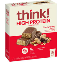 Think! Protein Bars, High Protein Snacks, Gluten Free, Kosher Friendly, Chunky Peanut Butter, Nutrition Bars, 2.1 Oz Per Bar, 30 Count (Packaging May Vary)
