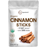 Micro Ingredients Organic Cinnamon Sticks Whole, 2Lbs (200+ Sticks) | 2     Stick Size | Raw Cinnamon Spice Flavor & Aroma | Great For Tea, Desserts Or Cooking | Non-Gmo, Vegan Friendly, Bulk Supply