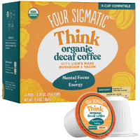 Four Sigmatic Decaf Mushroom Coffee K-Cups | Organic And Fair Trade Dark Roast Coffee With Lions Mane & Yacon | Focus & Immune Support | Vegan & Keto | Sustainable Pods | 24 Count