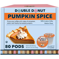 Double Donut Pumpkin Spice Coffee Pods, Single Serve Coffee For Keurig K Cups Machines, Medium Roast Pumpkin Coffee Pods, 80 Count