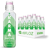 Karma Wellness Flavored Probiotic Water, Watermelon Wild Berry, Immunity And Digestive Health Support, Low Calorie, 2 Billion Active Cultures, 18 Fluid Ounce (Pack Of 12)