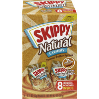 Skippy Natural Creamy Peanut Butter Spread Individual Squeeze Packs, 1.15 Ounce (Pack Of 64)