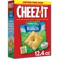 Cheez-It Cheese Crackers, Baked Snack Crackers, Lunch Snacks, Hidden Valley Ranch, 12.4Oz Box (1 Box)