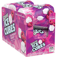 Ice Breakers Ice Cubes Raspberry Sorbet Sugar Free Chewing Gum Bottles, 3.24 Oz (6 Count, 40 Pieces)