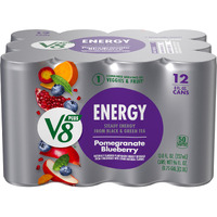 V8 +Energy Pomegranate Blueberry Juice Energy Drink, 8 Fl Oz Can (12 Pack)