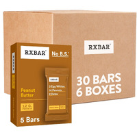 Rxbar Protein Bars, 12G Protein, Gluten Free Snacks, Peanut Butter (6 Boxes, 30 Bars)