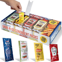 Grab-N-Go Condiment Packs - 50 Single Serve Pouches Of Each: Ketchup, Mustard, Relish, And Mayo - Great For Picnics, Boxed Lunch, Bbq, Travel, Picnic And Parties (200 Condiment Packets Total)