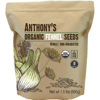 Anthony's Organic Fennel Seeds, 1.5 Lb, Whole Seeds, Non-Irradiated, Gluten-Free, Non-Gmo