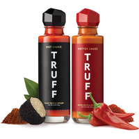 Truff Hot Sauce And Hotter Sauce 2-Pack Bundle, Gourmet Hot Sauce Set, Black Truffle And Chili Peppers, Gift Idea For The Hot Sauce Fans (Black/Red, 6 Oz, 2 Count)