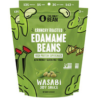 The Only Bean Edamame Dry Roasted Edamame Beans Snack (Wasabi Soy Sauce), Wasabi Peas Alternative, Asian Japanese Snacks, Healthy High Protein Snacks, Low Carb, Gluten Free, 4Oz (Pack Of 3)
