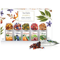 Tea Forte Single Steeps Loose Leaf Herbal Retreat Tea Sampler, Assorted Variety Tea Box, Single Serve Pouches, 15 Count (Pack Of 1)